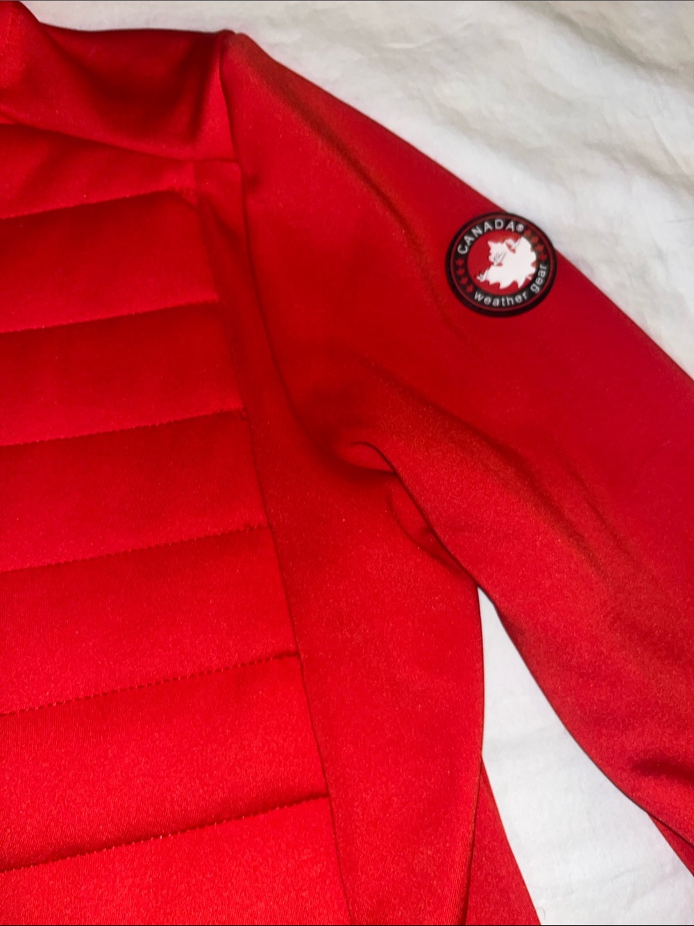 Red Hooded Utility Jacket with Canadian Patch - Picture 4 of 6